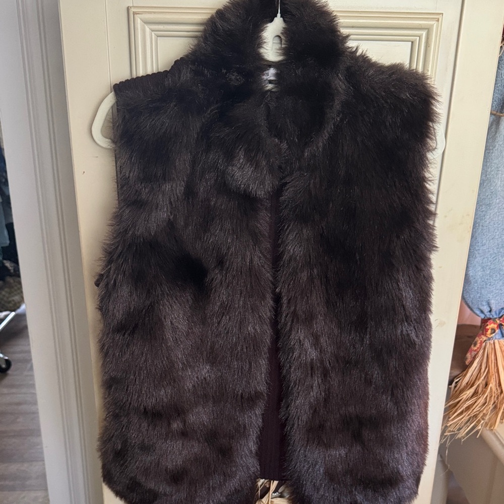 Style & Co. Dark Brown Faux Fur Vest - Women's Cozy Layer